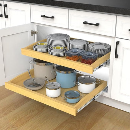 Wooden Pull out Cabinet Organizer 20" W x 21" D x 3.35" H, Heavy Duty Slide Out - Image 6