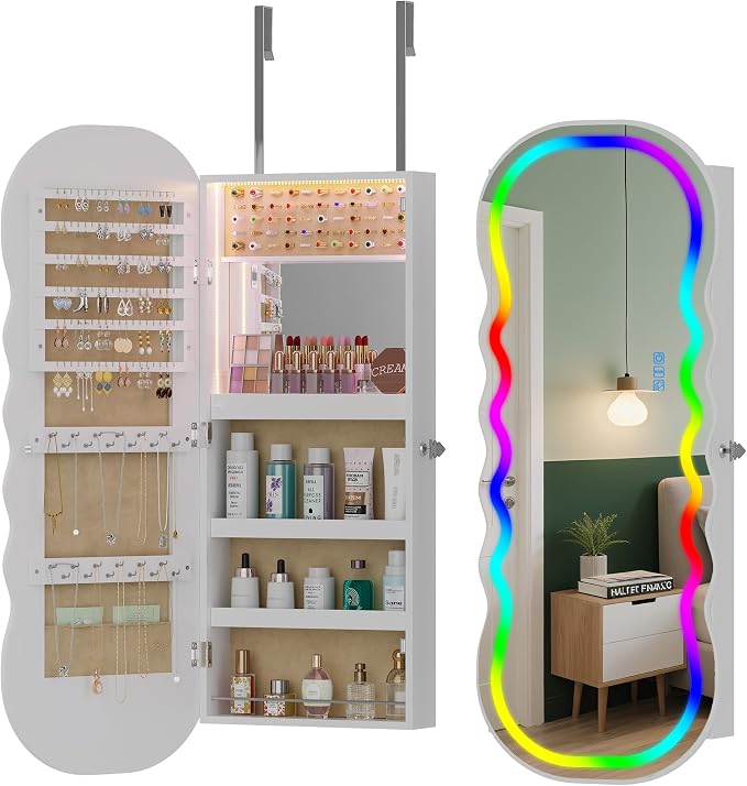HNEBC LED Mirror Jewelry Cabinet by HNEBC