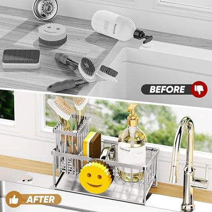 Sponge Holder for Kitchen Sink, Smiley Face Sink Caddy - Image 6