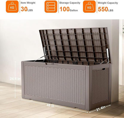 100 Gallon Deck Box, Resin Outdoor Storage Box - Image 2