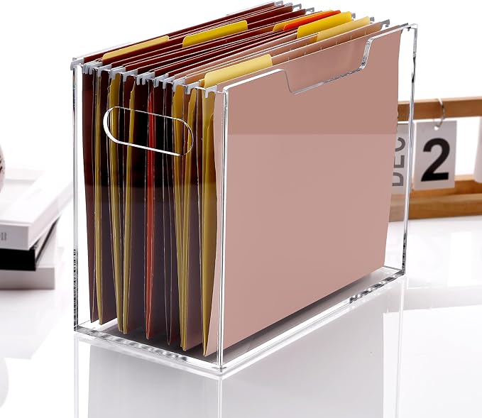 DINGHUO Acrylic File Folder Organizer Box, Letter Size Hanging File Organizer - Image 4