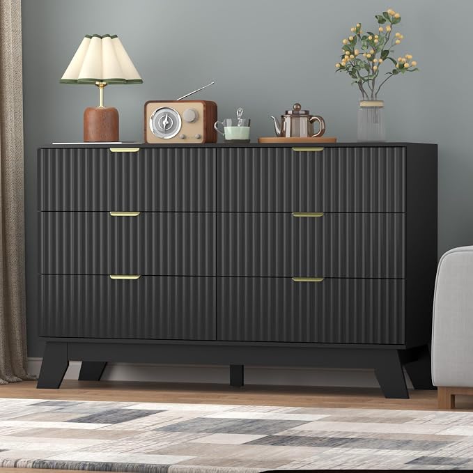 Fluted Dresser for Bedroom, 6 Drawer Dresser for Closet, Storage Cabinet and - Image 5