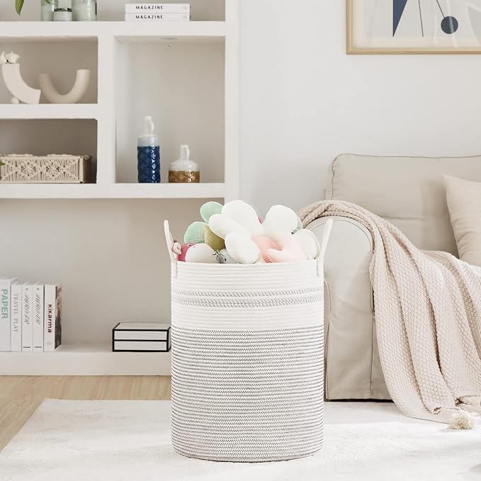 Fiona's magic 58L Woven Rope Laundry Hamper, Tall Boho Laundry Basket Storage - Image 2