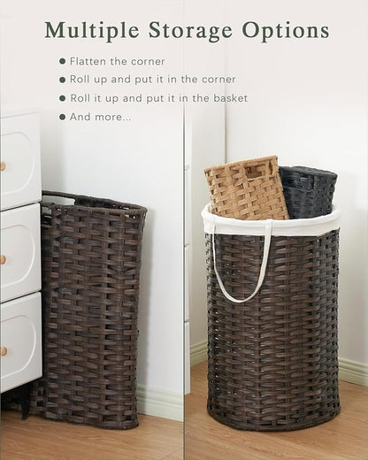 Laundry Hamper with Lid, 19.0 Gal Round Wicker Laundry Basket, Handwoven Rattan - Image 5