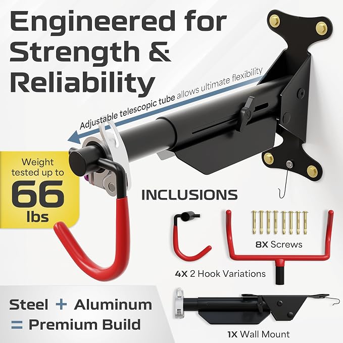 2 Pack Wall Mount Bike Rack Garage - Image 5