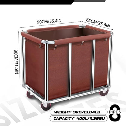 Commercial Laundry Cart with Wheels, 11.35 Bushel Large Laundry Tumbler with - Image 2