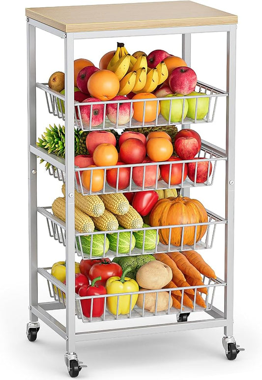 Snack Cart, 5-Tier Kitchen Carts on Wheels by Venkuber