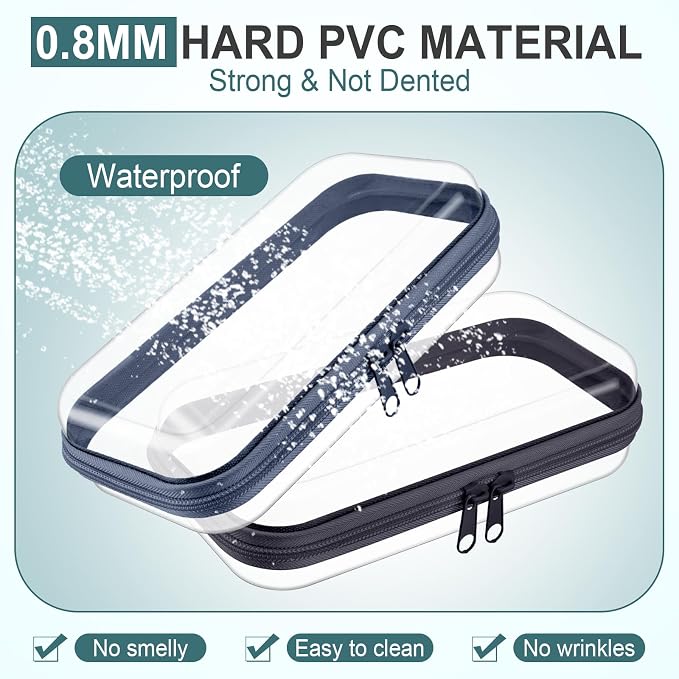 Sanwuta 6 Pcs Clear Hard Zipper Case Hard Plastic Zipper Pouches Transparent - Image 4