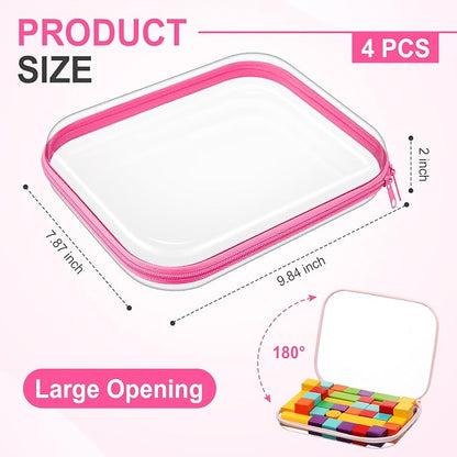 Hoolerry 4 Pcs Hard Clear Zipper Case Makeup Bags Plastic Pencil Pouch - Image 2