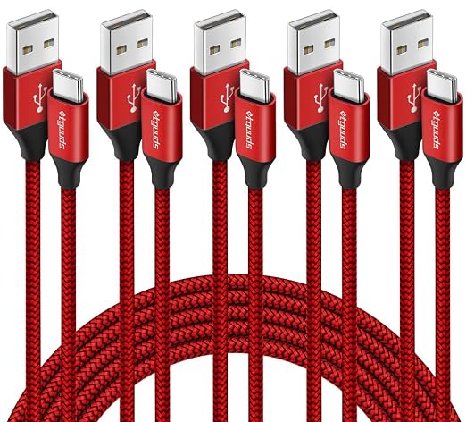 etguuds USB A to USB C Cable 5-Pack, Fast Charging Type C Charger Cord by etguuds