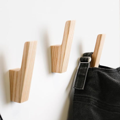 Wall Hooks - Set of 4 - Dark Walnut or Light Ash Wood Coat Hooks - Image 3