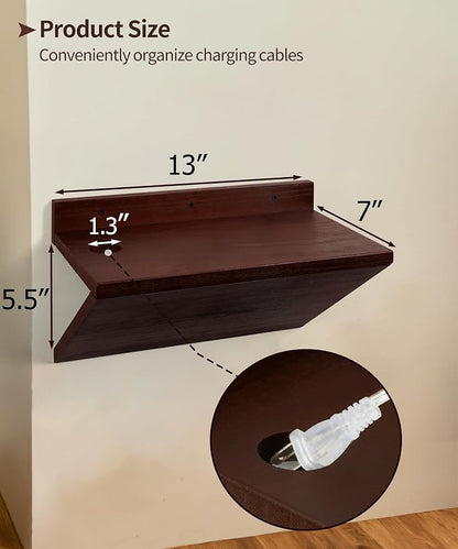 Floating Nightstand, Modern Wood Floating Bedside Table Z-Shape Wall Mounted - Image 2