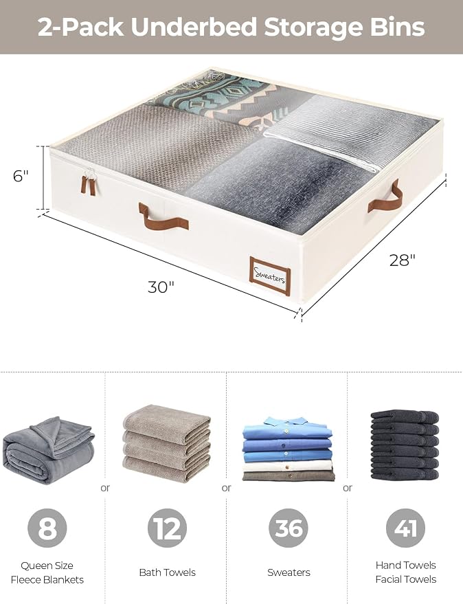 StorageWorks Underbed Storage Box, Under Bed Clothes Organizer - Image 2