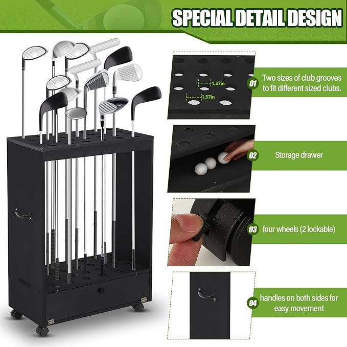 27 Hole Golf Club Stand Holder Wooden Golf Club Organizer Putter Display Rack - Image 3