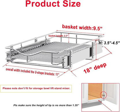 DINDON Pull Out Cabinet Organizer, Heavy-Duty Metal Sliding Drawer Shelf - Image 2