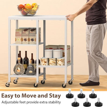 Kitchen Microwave Cart with Wheels, Coffee Bar Table Station, 4-Tier Rolling - Image 6