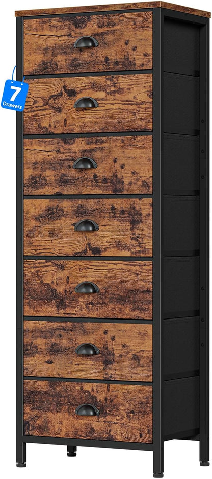 Furnulem Bedroom Dresser with 7 Drawers, Tall Industrial Fabric Chest of Drawers - Image 9