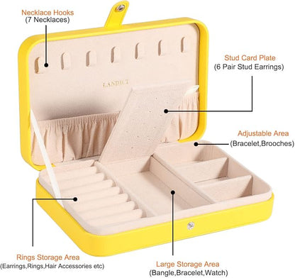 LANDICI Small Jewelry Box for Women Girls, PU Leather Travel Jewelry Organizer - Image 3