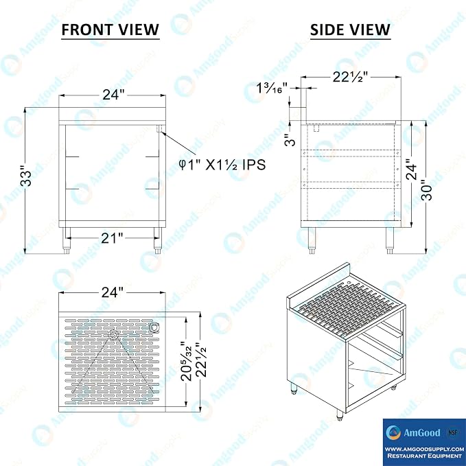 AmGood 22-1/2 in. x 24 in. x 30 in Stainless Steel Glass Rack Storage Cabinet - Image 4