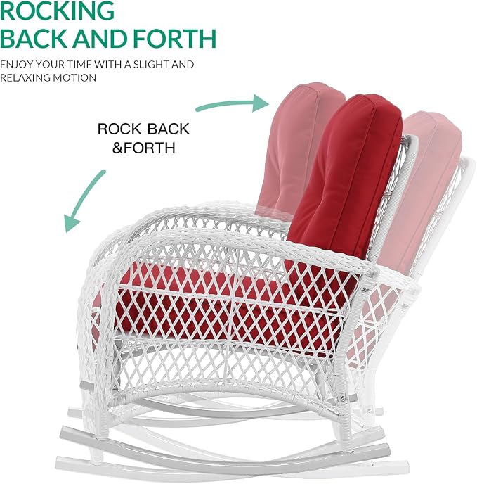 VIVIJASON 3-Piece Outdoor Conversation Bistro Set, Patio Wicker Rocking Chairs - Image 3