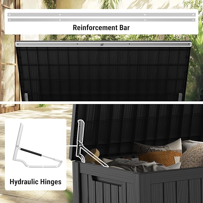 Mars Villa 180 Gallon Outdoor Storage Box Waterproof, Extra Large Resin Deck Box - Image 5