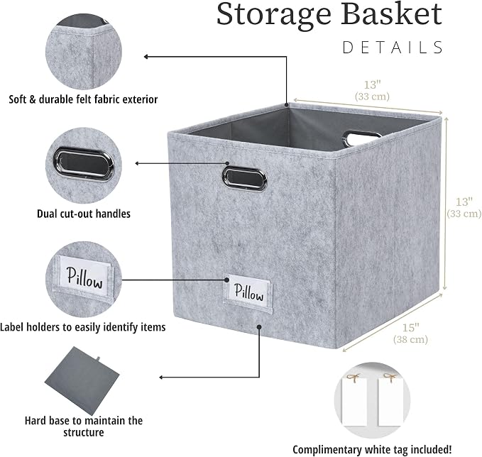 DECOMOMO Felt Storage Bins 13x15x13 Storage Cube Bins - Image 3