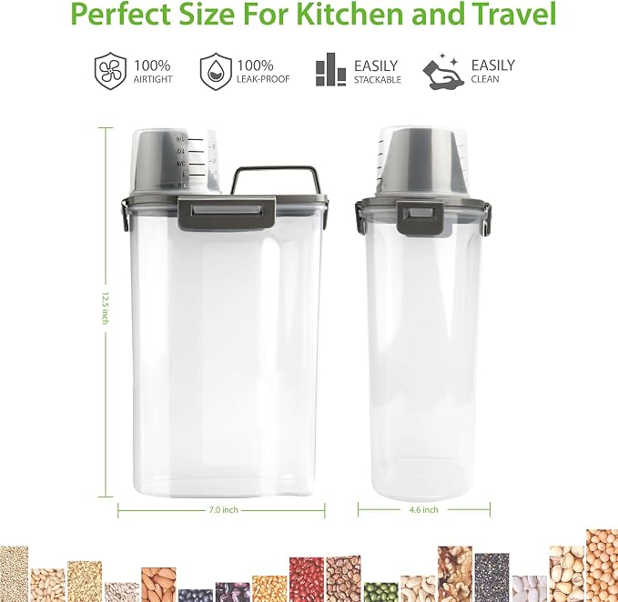 Rice Airtight Storage Container, 3 to 5Lbs Cereal Dry Food Flour Bin, Pet Dog - Image 4