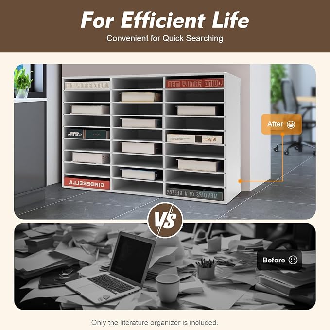 27 Compartments Literature Organizer, Desktop File Sorter Mail Center Paper - Image 6