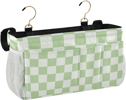 Checkered Mint Green and White Bedside Caddy - Image 2