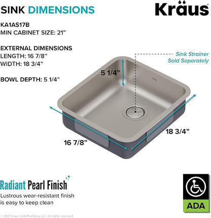 KRAUS Dex 17-inch Undermount 16 Gauge Stainless Steel Single Bowl ADA Kitchen - Image 7
