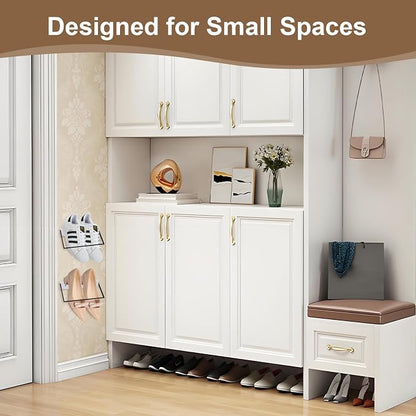 2-Pack Wall Mounted Shoe Rack, Wooden & Metal Foldable Shoe Rack - Image 4