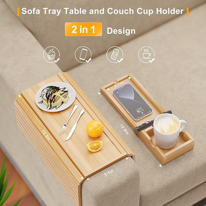 Bamboo Sofa Armrest Tray - Image 3