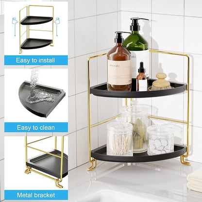 FSyueyun 2-Tier Corner Bathroom Counter Organizer, Tool-Less Installation - Image 4