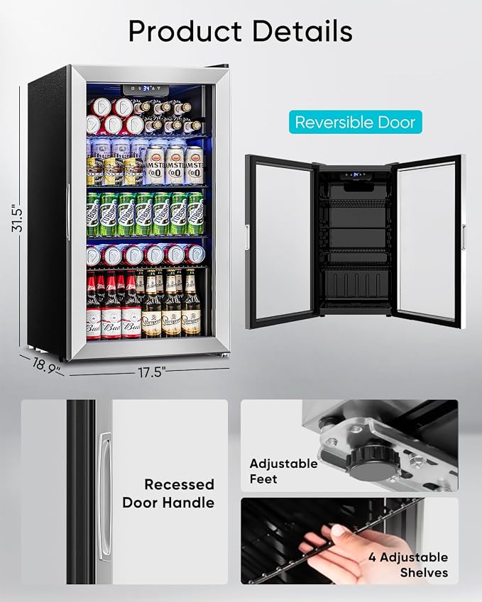 3.2 Cu.Ft Mini Fridge with Glass Door - Image 7
