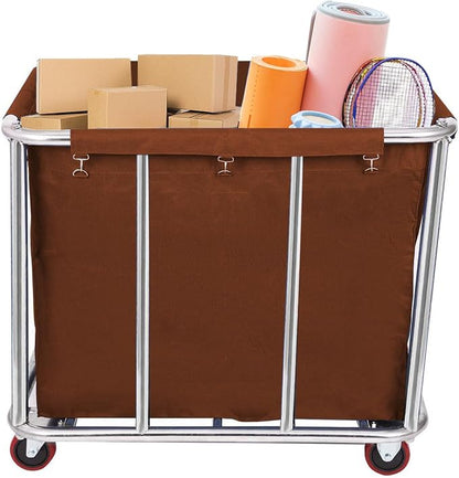 10 Bushels Laundry Cart Commercial/Home, Heavy Duty Large Stainless Steel - Image 4