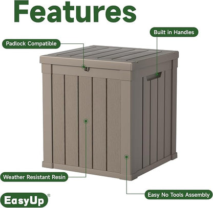 EasyUp 50 Gallon Outdoor Storage Box, Resin Waterproof UV-Resistant Deck Box - Image 3