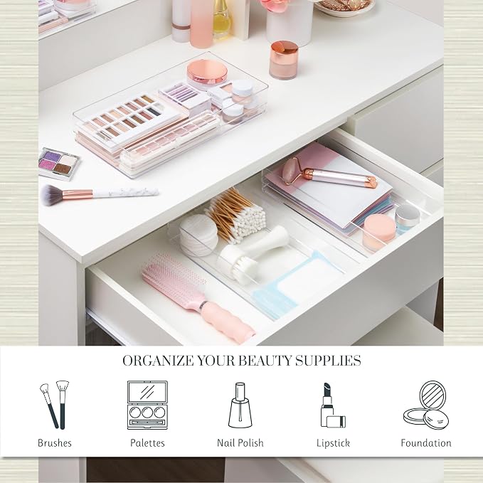 STORi SimpleSort 3-Piece Stackable Clear Drawer Organizer Set | 12" x 6" x 2" - Image 3