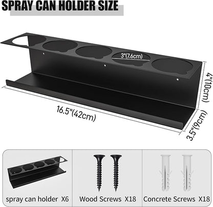 6 Pack Spray Bottle Holder Wall-Mounted, Aerosol Spray Can Holder Storage Rack - Image 5