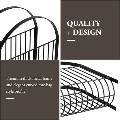 MyGift Deluxe Mid Century Metal Wire Magazine Rack in Matte Black Finish - Image 2