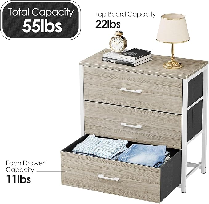 Nightstand, End Table, Bedside Table, Tall Fabric Dresser - Image 3