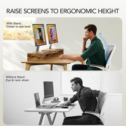AMERIERGO Dual Monitor Stand Riser- 3 Shelf Screen Stand - Image 3