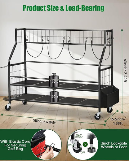 Golf Bag Storage Garage Organizer- Golf Bag Stand Fit - Image 2