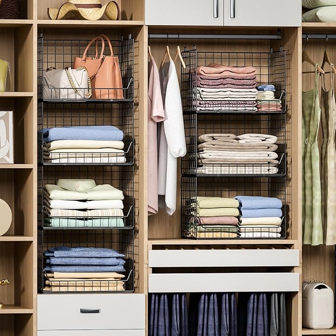 4-Tier Extra Height Stackable Closet Organizer – Foldable Storage Bins - Image 8