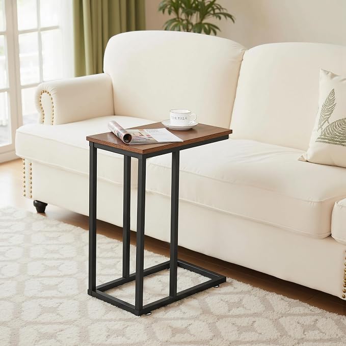 VECELO C Shaped End Side Table for Sofa Couch and Bed Snack TV Tray for Living - Image 8