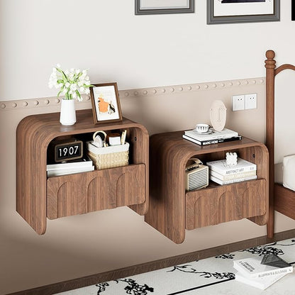 Floating Nightstand Set of 2, Small Night Stand by Jimmhome