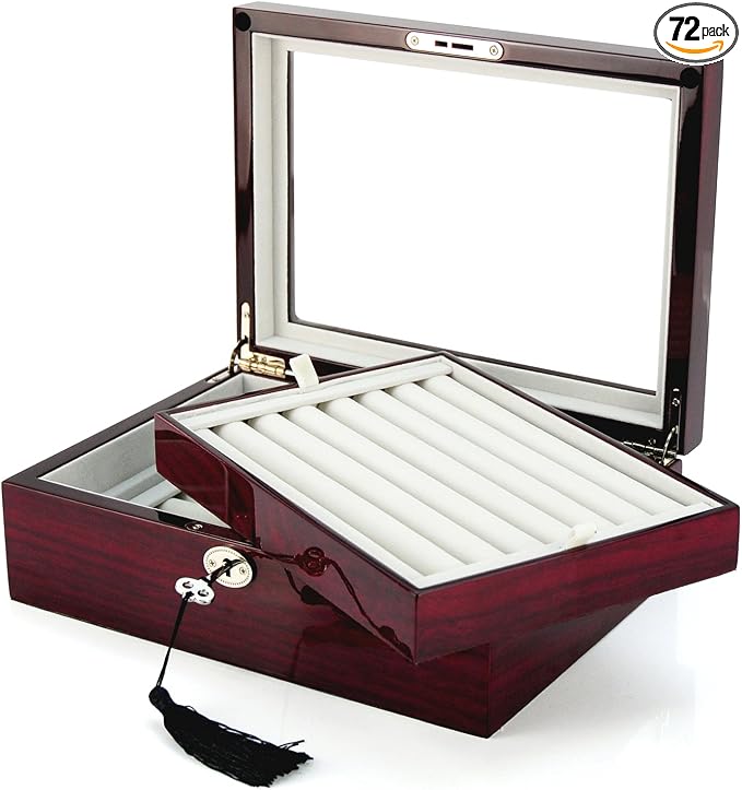 Deluxe Jewelry Cufflinks Collector's Storage Presentation Box Case Mahogany by Cuff-Daddy