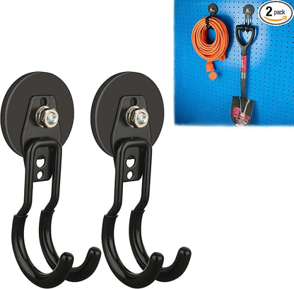 ULIBERMAGNET New Upgraded Garage Magnetic Hooks, 2 Pack Black Heavy Duty Large by ULIBERMAGNET