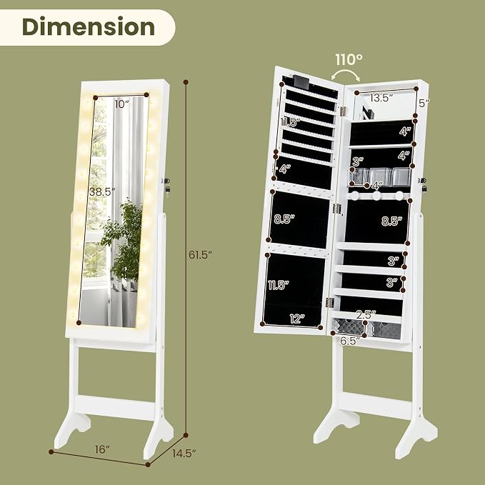 Giantex Standing Jewelry Armoire - Image 7