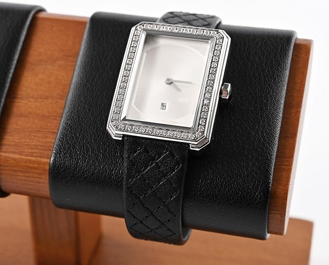 Oirlv Solid Wood Double Watch Display Stand Watch Bracelet Organizer（Black） - Image 8