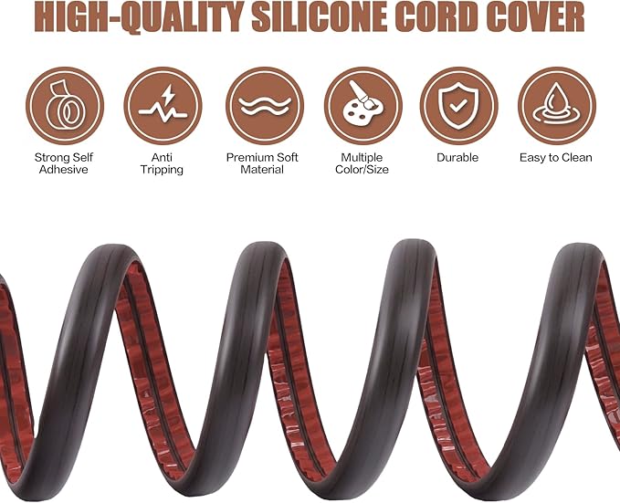 Floor Cord Cover Self Adhesive Cord Hider, 3.3FT Cable Management, Extension - Image 3